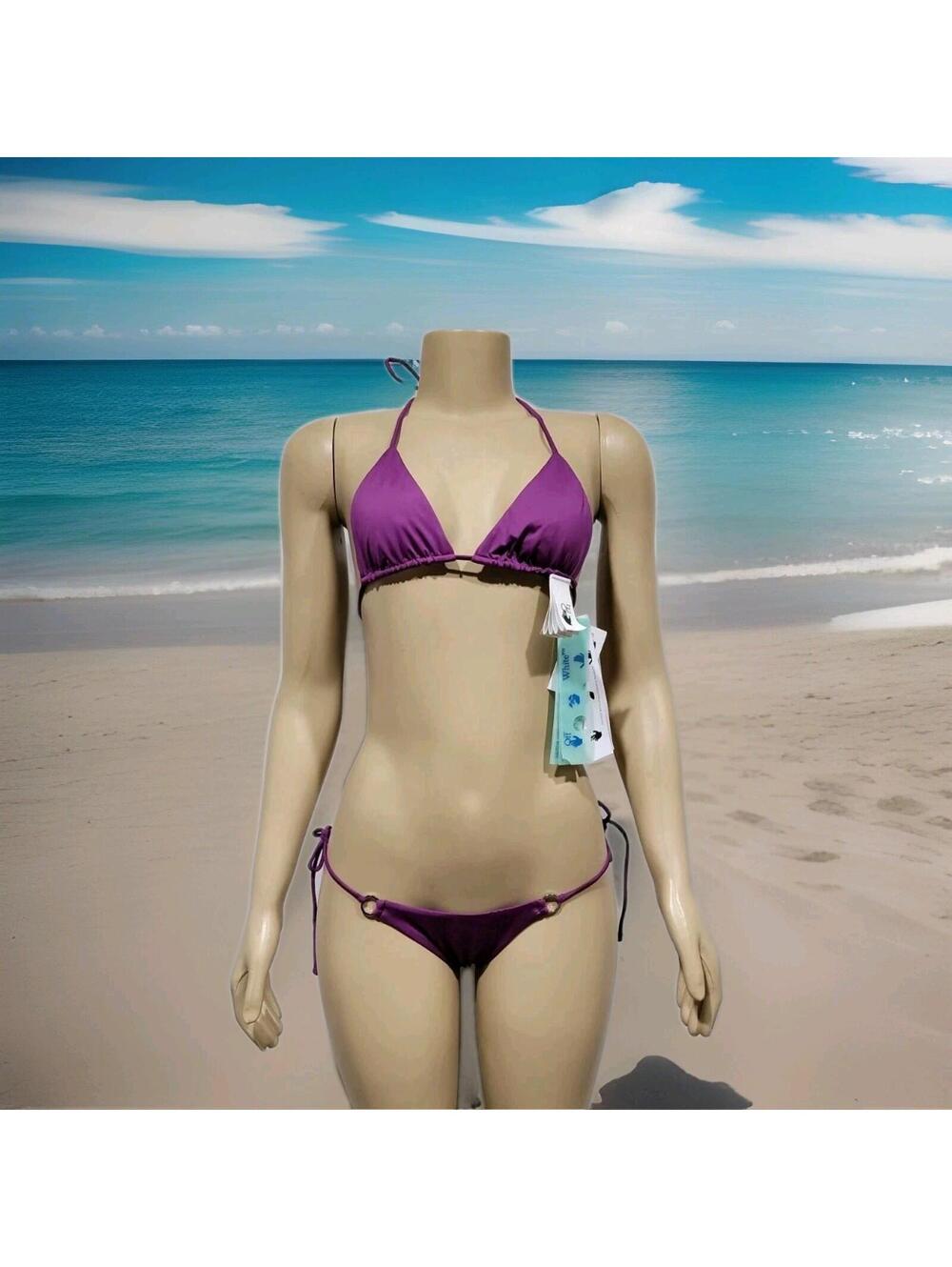 Off-White Swimsuit TRIANGLE BIKINI PURPLE - Purple Color Size 40 NWT